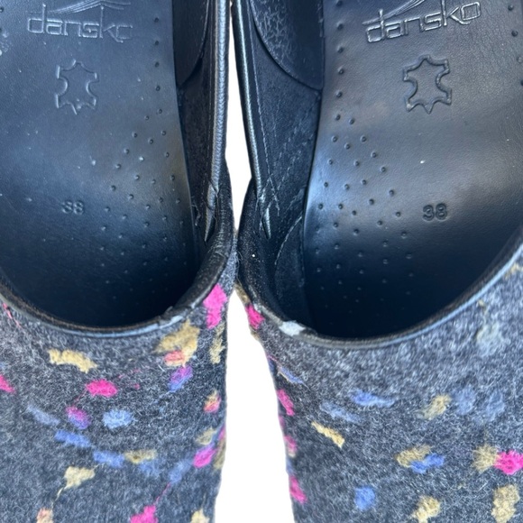 Dansko Wool Pro Grey n Multi Color Accents Nursing Clogs Shoes EUR 38 US 7.5-8 - Picture 7 of 9